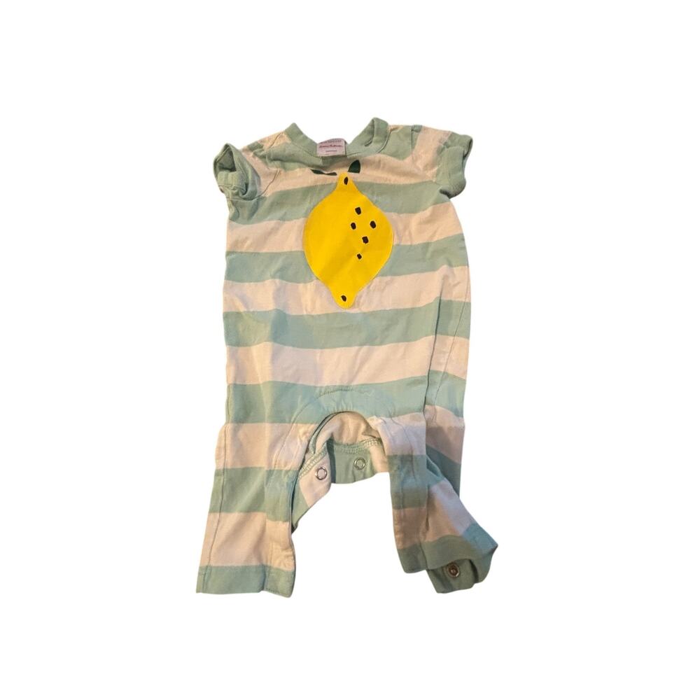 Hanna Andersson Baby Striped Lemon Romper 3-6 Months